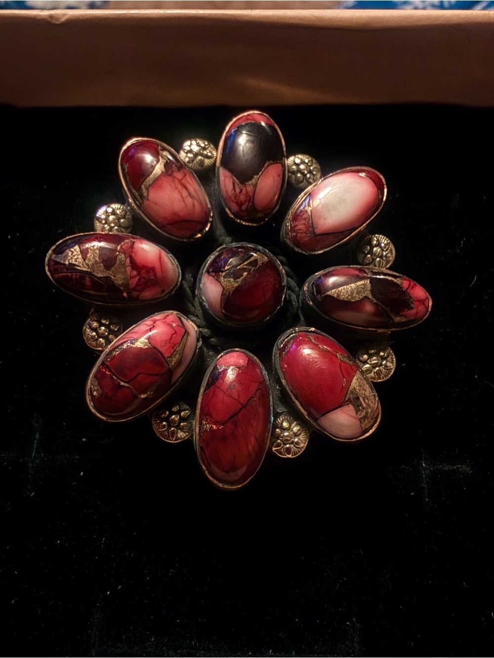 NWT Copper Red Dahlia Adjustable Statement Ring 5-9